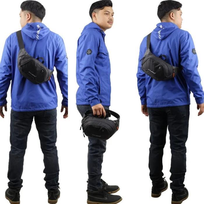 Waist Bag Pria Tas Pinggang Kalibre Kappa 3L Black Original Kalibre Waist Bag Kappa Hitam Tas Pria