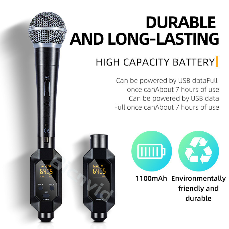 Wired to wireless Wireless Microphone Converter XLR Transmitter and Receiver Microphone Wireless