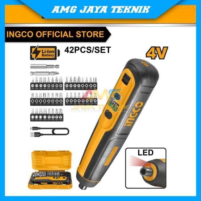 Mesin Obeng Cordless Screwdriver Set With Work Light INGCO CSDLI0403