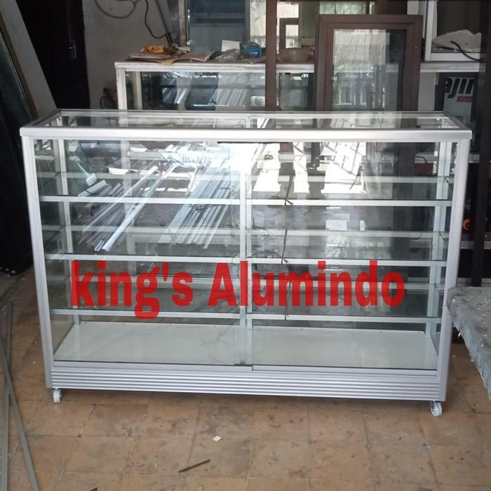 etalase kaca 1,5 meter - etalase 1,5 meter - etalase kaca aluminum BISA GRAB