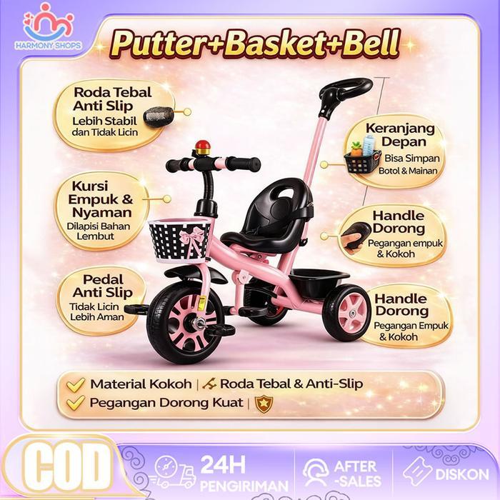 Free KardusSepeda roda tiga sepeda roda 3 bayi tricycle anak Kursi Stroller Trike Anak-Anak Toys