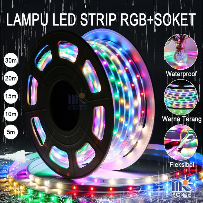 "New" Lampu LED Strip RGB 1M-30M Warna Warni Lampu Hias/PVC IP65 Waterproof/lampu kelap kelip/lampu