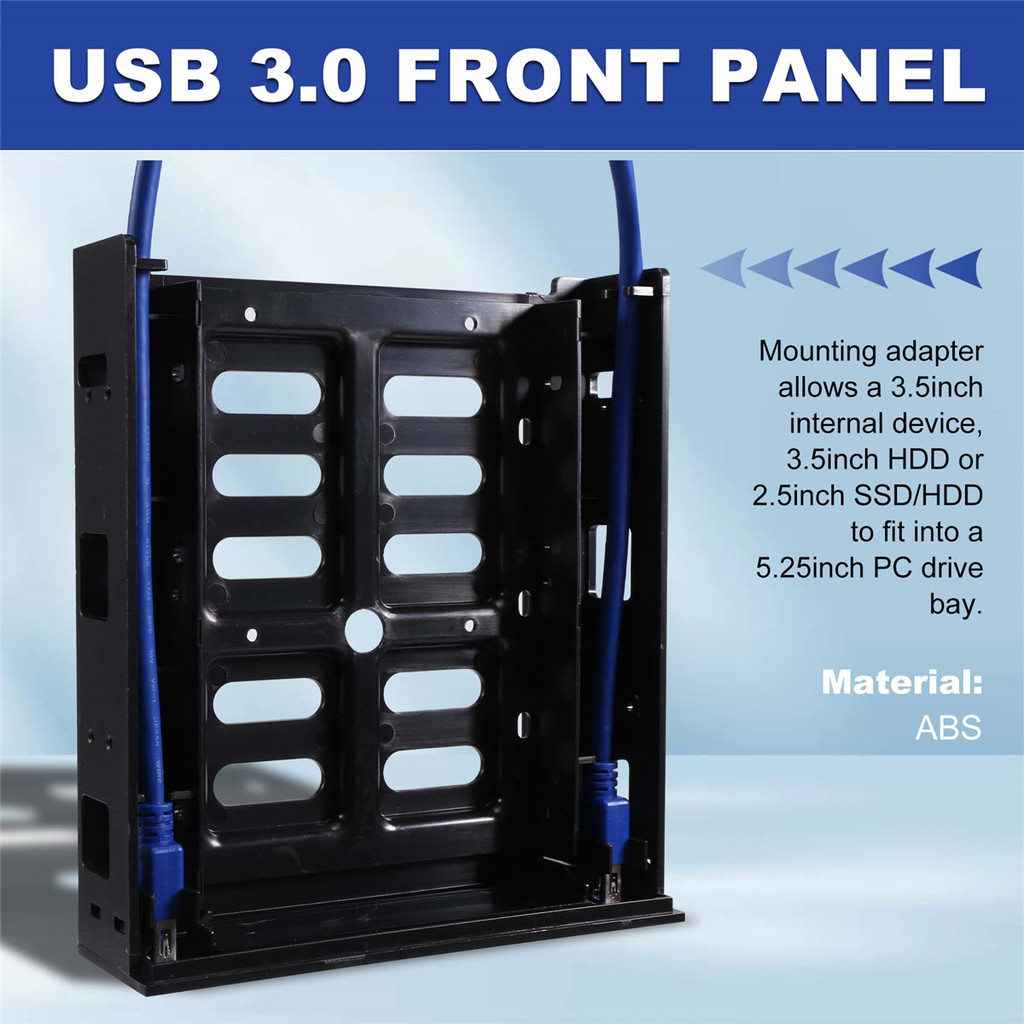 2 X USB 3.0 Front Panel with 3.5Inch Device/HDD or 2.5Inch SSD/HDD to 5.25 Floppy to Optical Drive