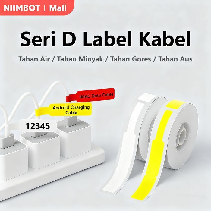 Niimbot Kertas Label Perekat D11/D110/D101/H1S Tahan Air Anti Gores untuk Label Kabel Optik dan