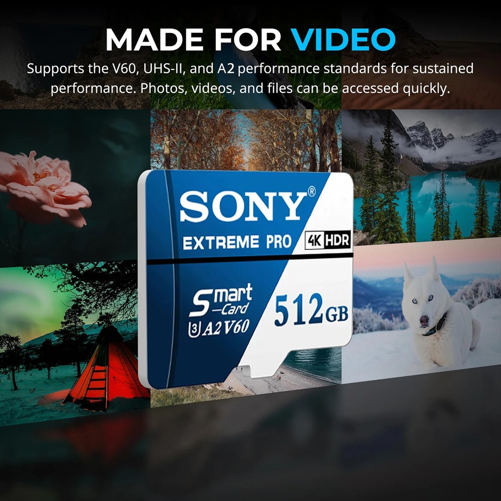 SONY Ultra Micro SD Card 128GB Memory Card 1024GB 512GB A2 U3 V60 4K Full Memory TF Flash Cards For