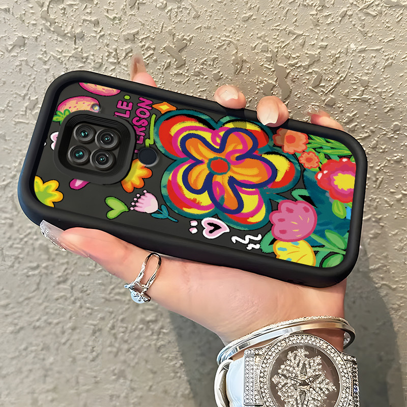 Casing Hp Xiaomi Redmi Note 9 Note 9s Note 9 Pro POCO M2 Pro Case Coretan bunga dengan cat air Kasin