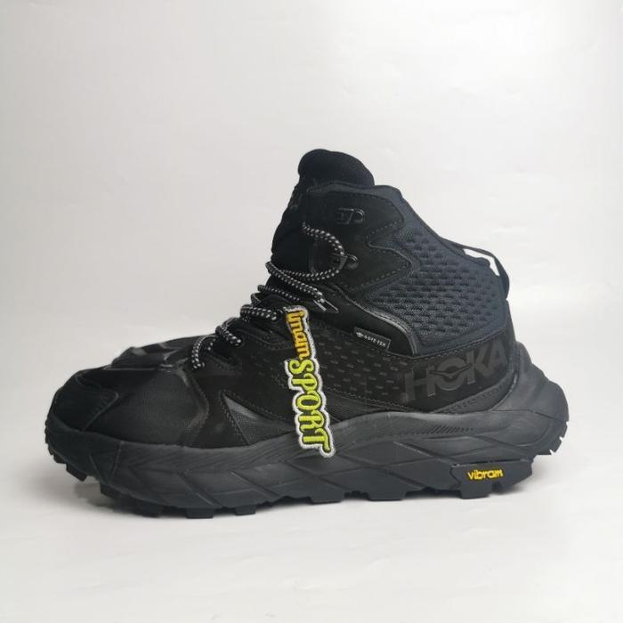SEPATU LARI RUNNING HOKA ONE ONE ANACAPA MID GTX FULL BLACK Outdoor
