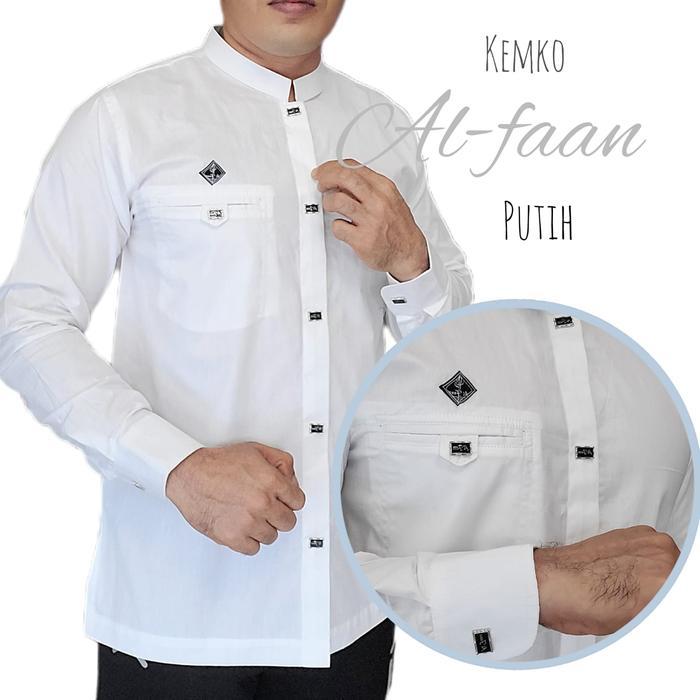 BAJU KOKO AL-FAAN KOKO LENGAN PANJANG KEMKO PRIA ATASAN MUSLIM PRIA KEMEJA FULL KATUN TOKAY KAIN
