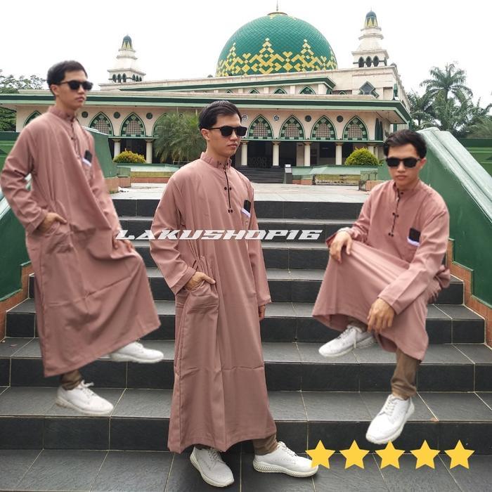 JUBAH PUTIH PRIA DEWASA BAJU MUSLIM KOKO SHOLAT JUBAH KURTA PAKISTAN LENGAN PANJANG JUMBO