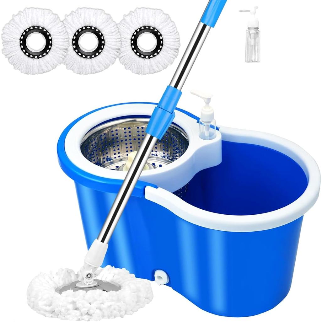 Spin Mop Bucket System with Wringer Set Magic Round Mops Household Floor Cleaning Tools, 360