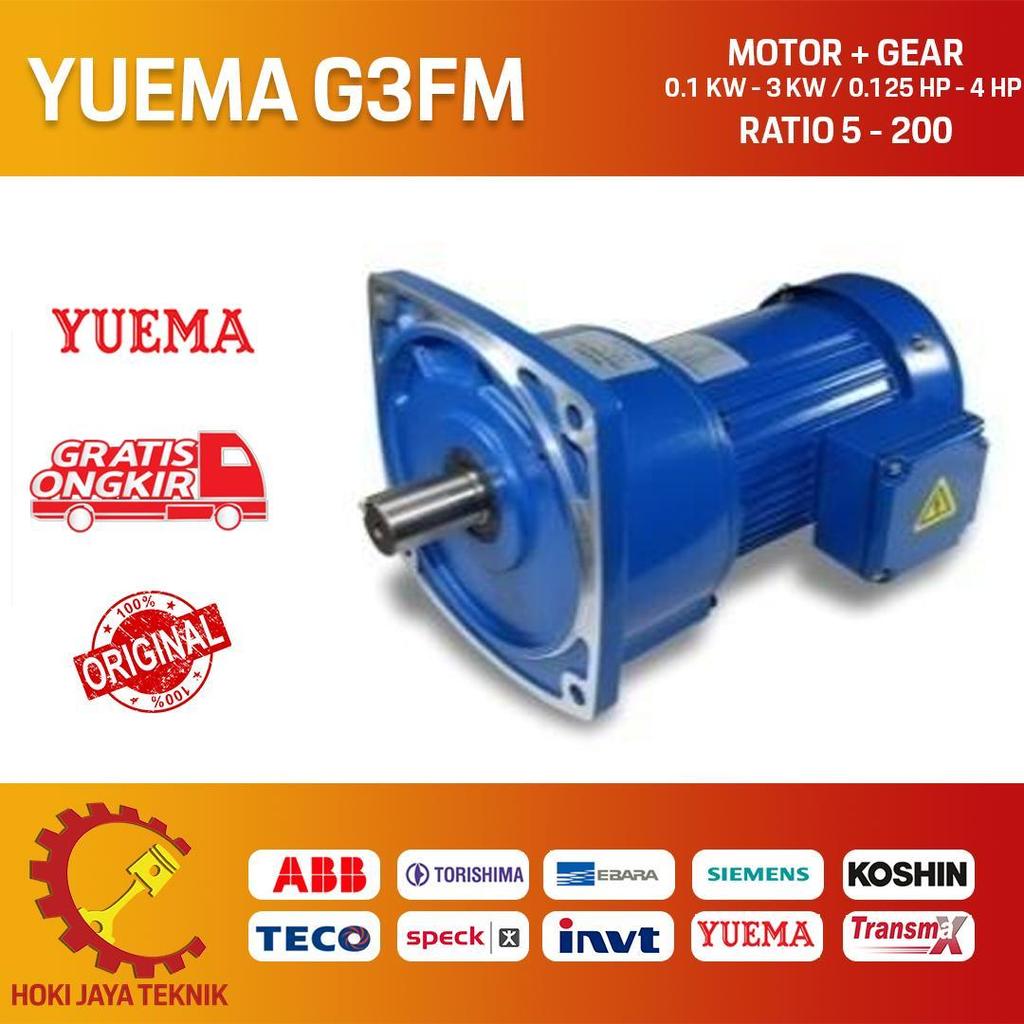 G3FM W Motor 0.1 KW - 0.125 HP - 100 WATT - AS 22  - Reducer Gearbox Helical Gear - B5 Yuema - Ratio