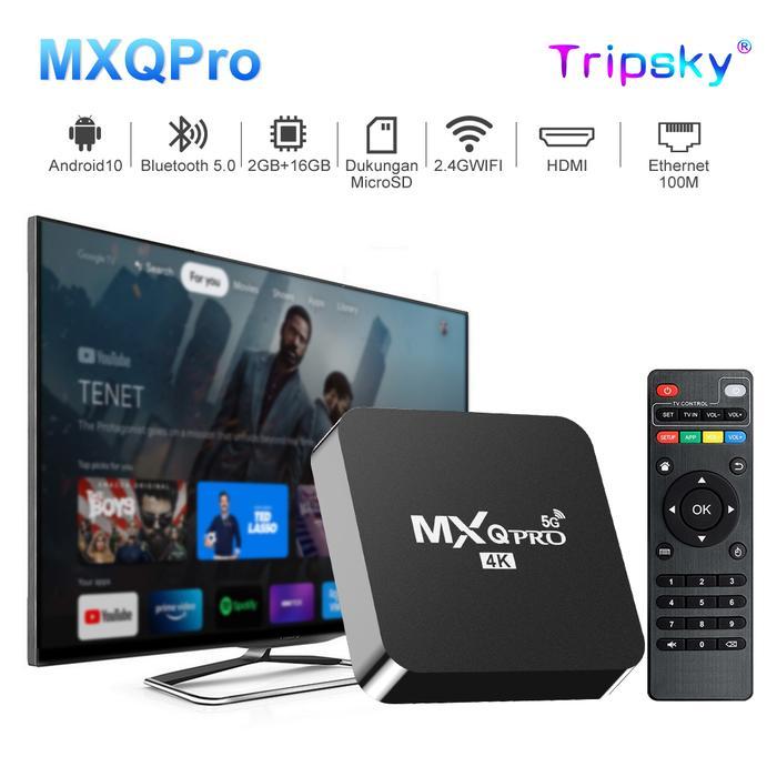 Tripsky Mxq Pro Android Tv Box 4K Ultra Hd 2Gb+16Gb Rom Set Box Tv Digital Hdmi Usb Lan Bluetooth