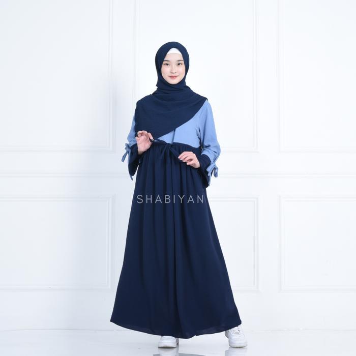 Shabiyan-489 Gamis Wanita Harian Kombinasi Simple Elegan