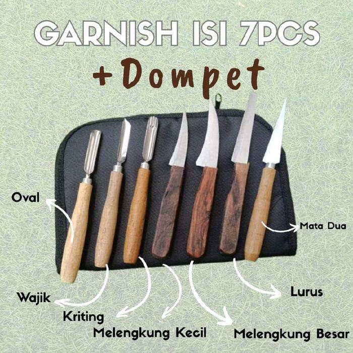 Premium Pisau Garnish Lengkap Dan Dompet / Pisau Ukir Buah Dan Sayur / Pisau Tumpeng / Pisau Carving