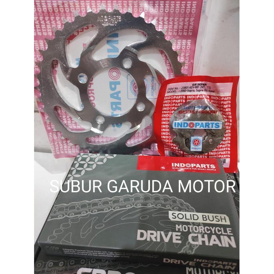 Gear Set Indoparts Supra X 100 Supra Fit Lama Astea Grand Merk Indopart Orisinil Gir Paket Rantai 15