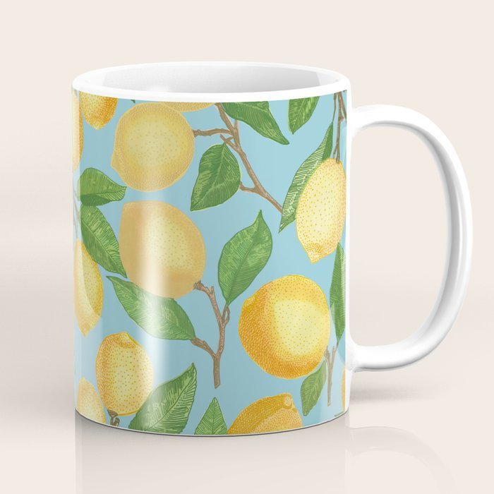 Mug Kopi Limun dengan Latar Belakang Biru Lemonade on Blue Background Coffee Mug