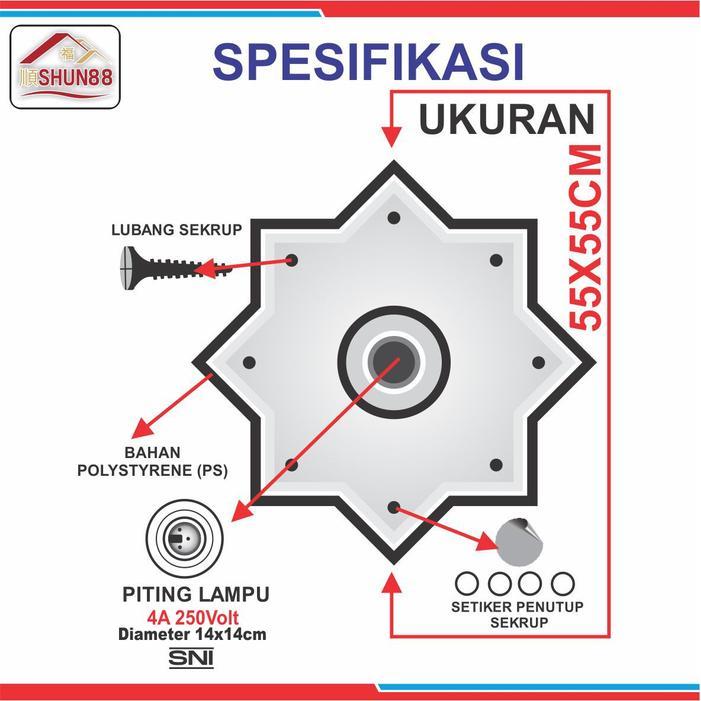 Ornamen Lampu Pvc / Ornamen Plafon Kaligrafi Putih Polos Bk-824 Terbaik