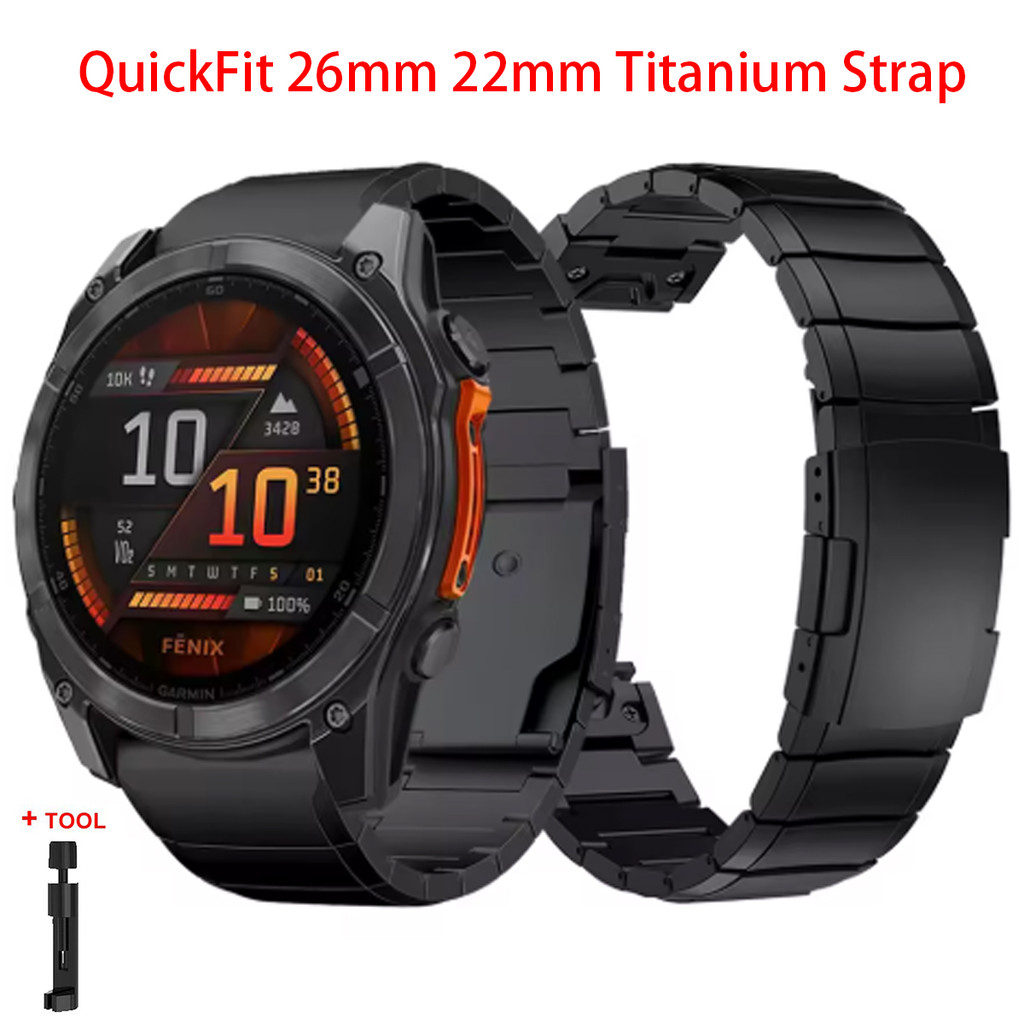 Tali Jam Tangan Titanium QuickFit 26mm dan 22mm untuk Jam Garmin
