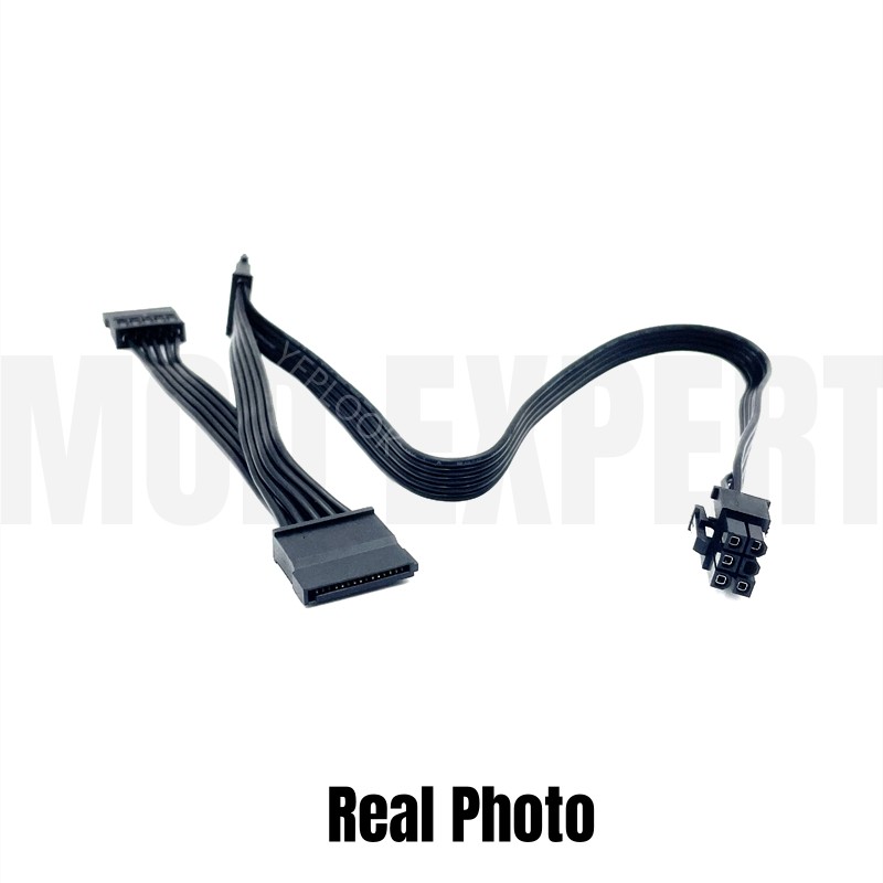 6Pin to 3x SATA Straight, SSD HDD Power Cable for Corsair RM1000, RM850, RM750, RM650, RM550, RM450