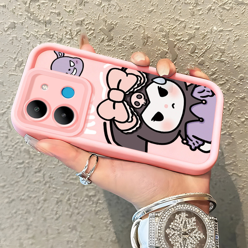 Casing Hp untuk Infinix Smart 7 Smart 7 HD Case Bow Doll pink  Kasing silikon cocok pria dan wanita 