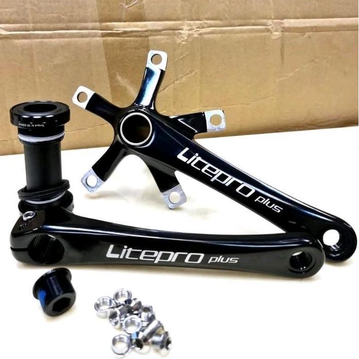 Crank Arm Litepro Plush Original Hollowtech Ii Hitam Bcd 130 Arm 170Mm Include Bottom Bracket Bb Ht