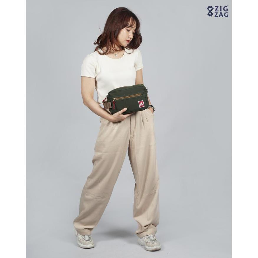 Tas Selempang Pria Tas Selempang Pria Zigzag Pouch - Tas Slingbag Pria Wanita - Black