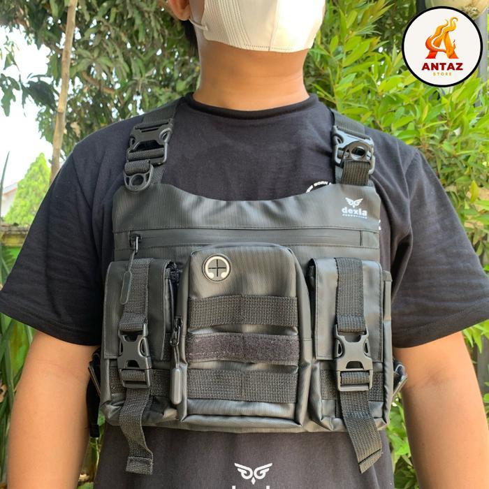 Waistbag Minimalis Tas Dada Rompi Tactical Rig Bag Bodypack Outdoor Chest Bag Hitam Army Coklat