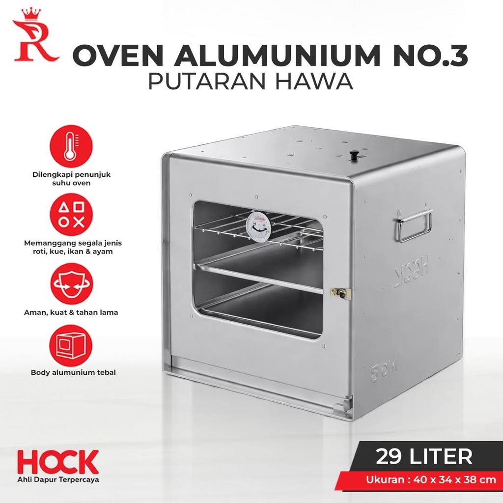 Oven Tangkring 29 Liter Hock No 3 Aluminium Putaran Hawa Dengan Thermometer OAL03PH