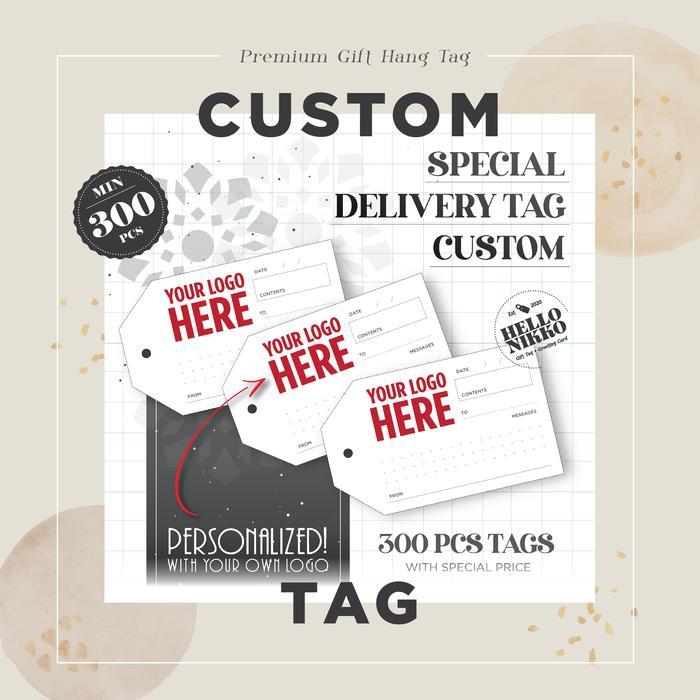 Custom gift tag promo grab food parcel hampers makanan kado kartu hang