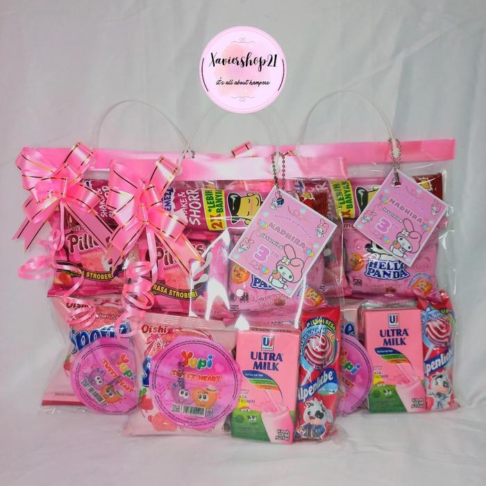 Sale- Paket Snack Ultah Tema Pink (Free Card)