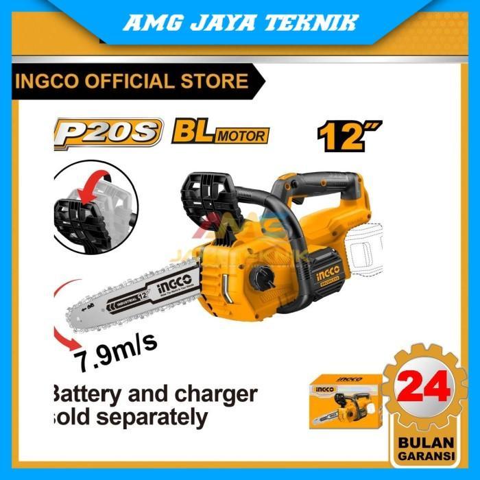 Mesin Gergaji Chainsaw Cordless 20V Brushless 12" INGCO CGSLI20128