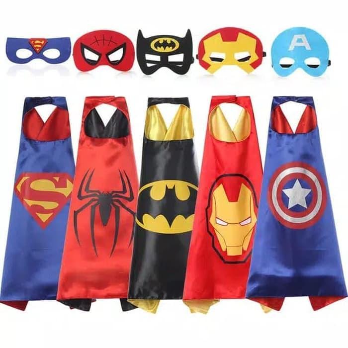 ASLI Baju Jubah topeng superhero anak kostum batman superman spiderman READY STOCK