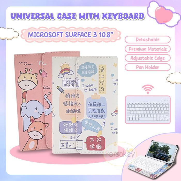 Microsoft Surface 3 10.8 Inch 10.8" Tab Tablet Windows Cute Case & Keyboard Wireless Bluetooth