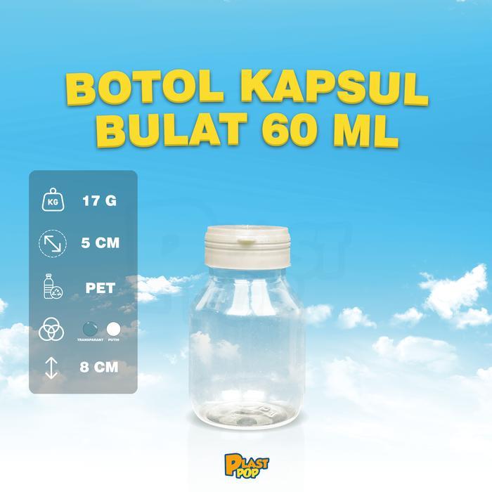 (100 pcs) Botol Kapsul 60 ml / Kapsul / Botol Herbal / PET / 60 ml - Botol Berkualitas