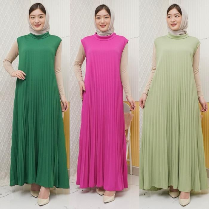 Inner Dress Wanita Gamis Plisket Yukensi-Dress Maxi plisket 95-9500