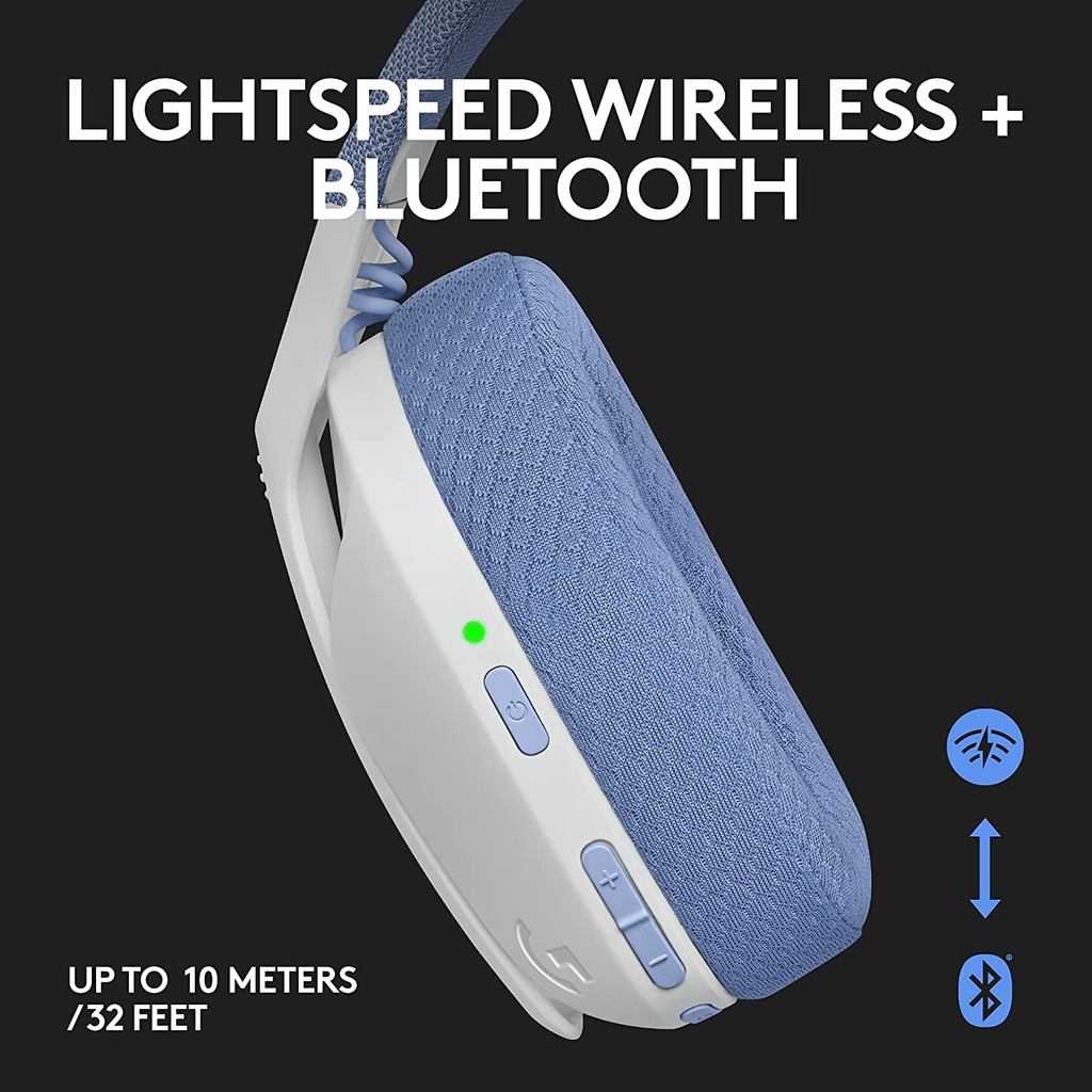 Logitech G435 Lightspeed Bluetooth Wireless Gaming Headset Over-Ear Headphones Built-in mics Compati