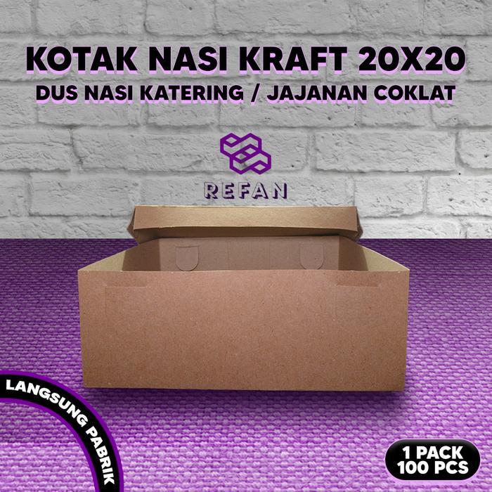 Kotak Nasi Kraft 20X20 Kotak Nasi / Kotak Kue Snack