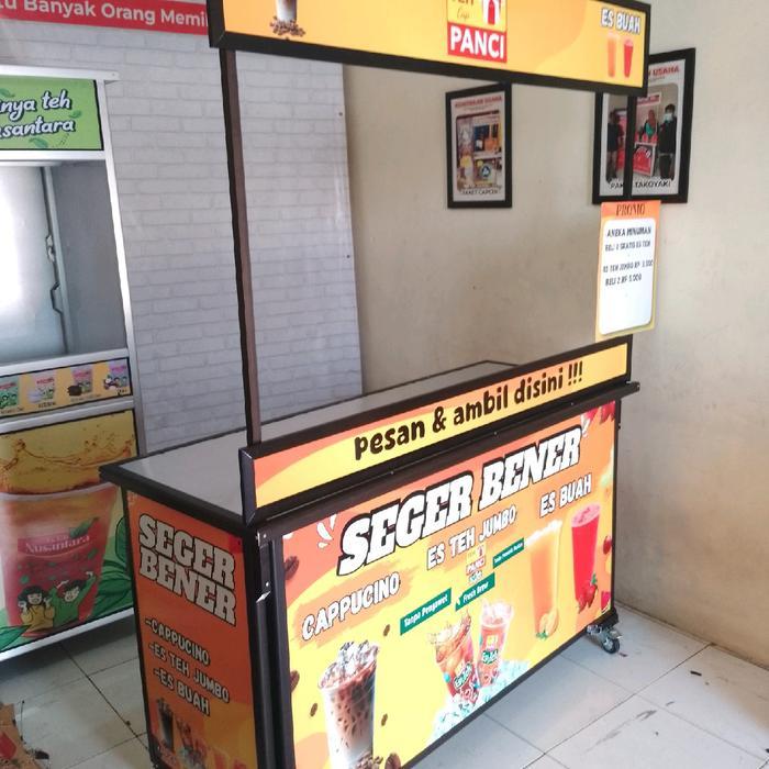 PRE ORDER Booth Portable Meja Lipat Gerobak Lipat Rombong ukuran 1,5 meter bahan aluminium hitam