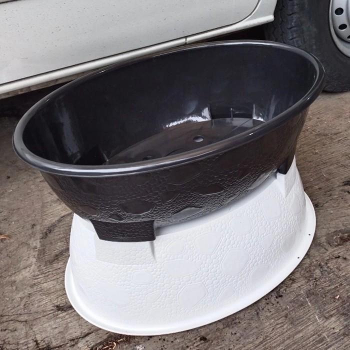 Koralineshop Pot Bonsai Oval 10 Putih,Panjang 50 Cm,Pot Bonsai Besar Hitam,Teracota
