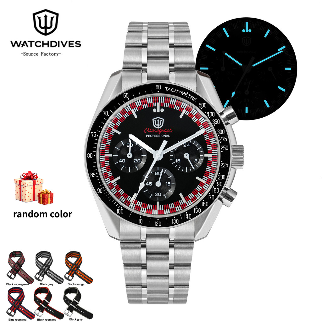 Watchdives WD1863 Chronograph Watch VK63 Quartz Movement Bubble Sapphire Crystal 10Bar Waterproof