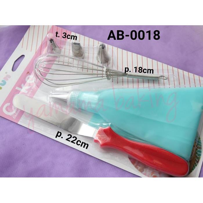 AB-0018 Spuit set whisker spatula stainless pipping bag silikon