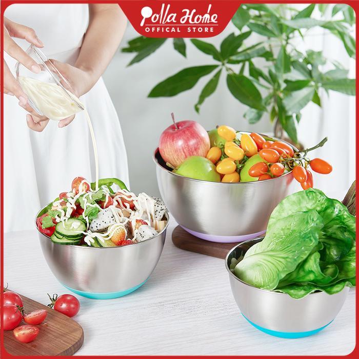 Ollahom Baskom Stainless Steel 304 Set Isi 3 Baskom Serbaguna Baskom Set