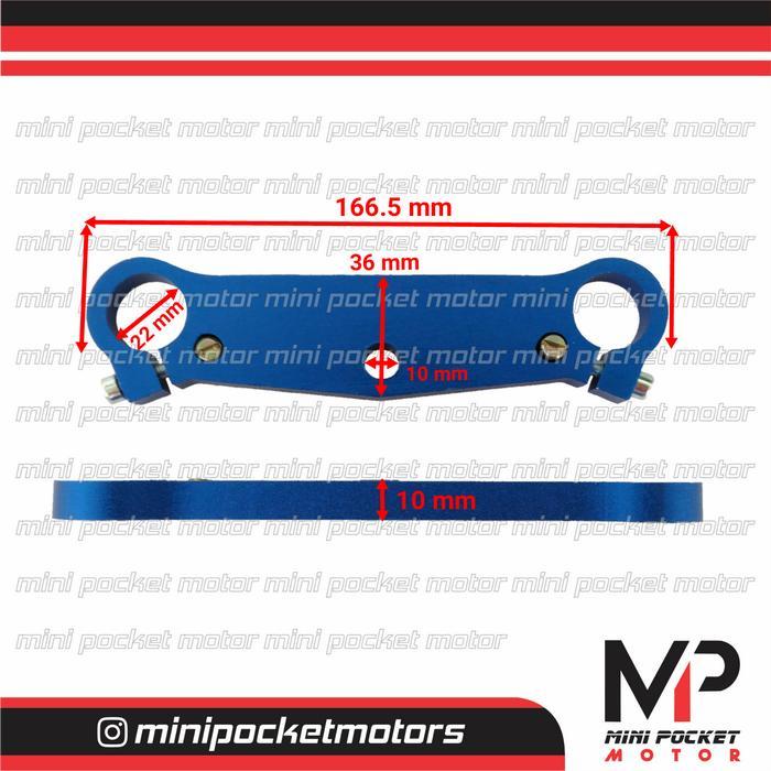 Segitiga Shock Depan Mini Gp Cnc Allumunium Tebal 10Mm Warna Biru
