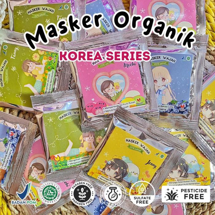 (10pcs) Masker Organik Korea BPOM/Masker Wajah Terlaris/Masker Wajah Alami