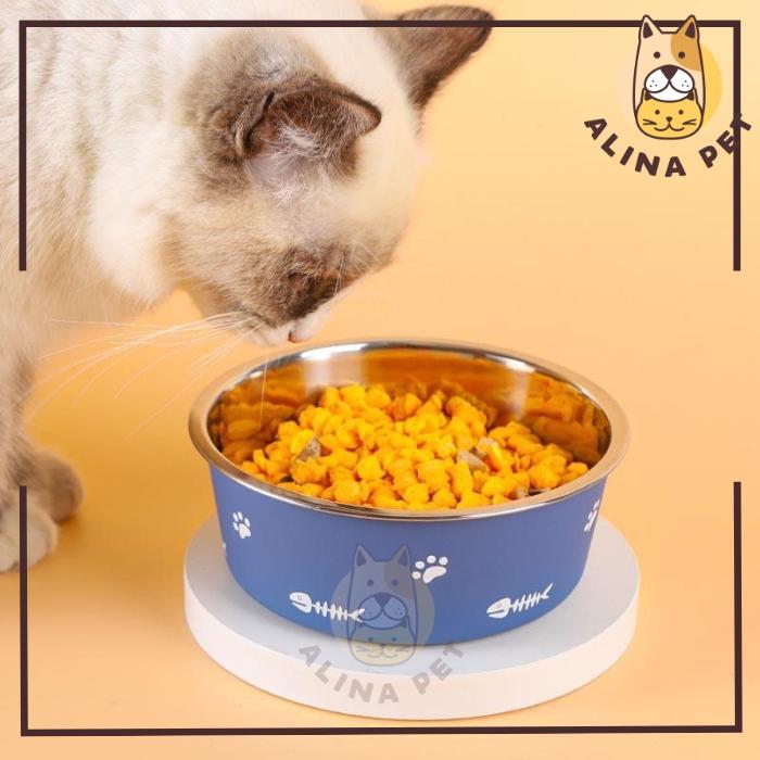 Tempat Makan Anjing Kucing Stainless Anti Slip Mangkuk Makan Pet Bowl Stainless Mangkuk Makan Kucing