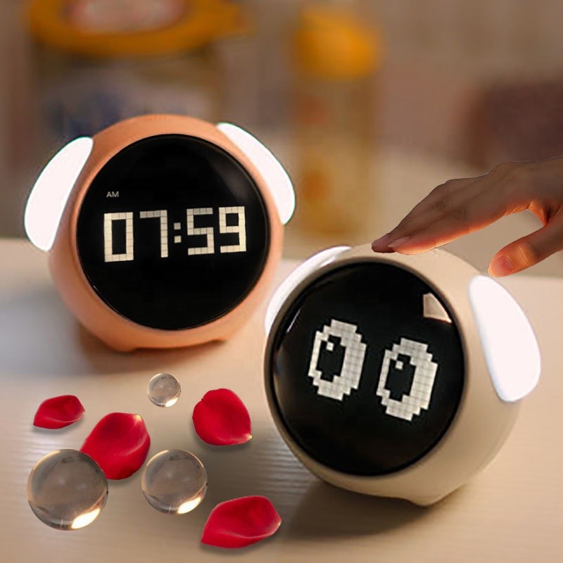 Child Alarm clock Digital Emotion Table Clock WIth Light Wireless Smart Bedside Cute Cartoon Alarm