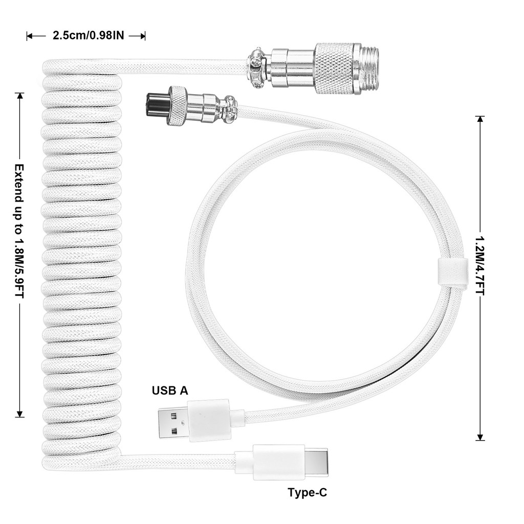 USB Type C Mechanical Keyboard Coiled Cable USB Mechanical Keyboar Coiled Cable Aviator Desktop