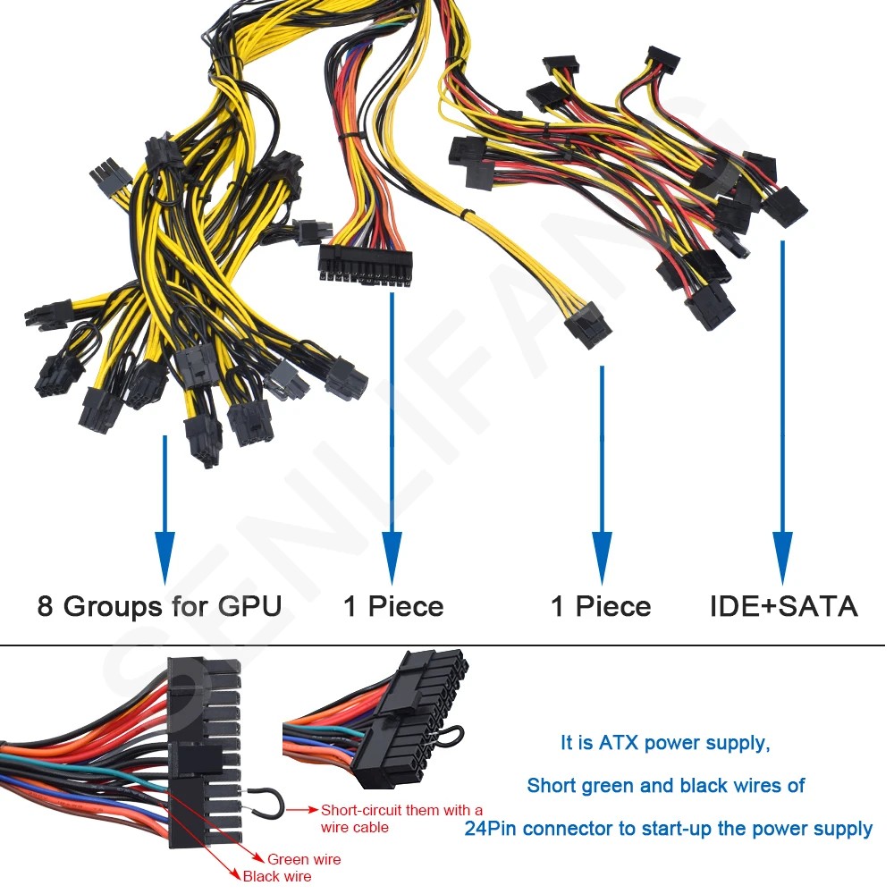 SENLIFANG ATX 2000w Suitable for mining Power Supply 8GPU ETC RVN Rig Ethereum Miner 180-240v PC PSU