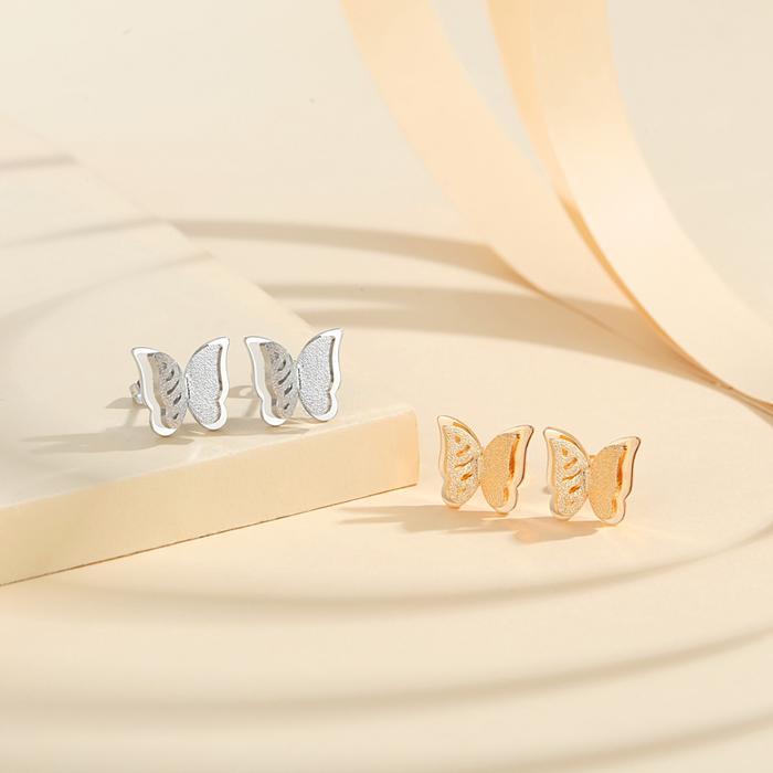 LM007 Anting Stud Titanium Steel Untuk Anti Karat Wanita Kupu-Kupu Aksesoris Fashion Anting Earrings