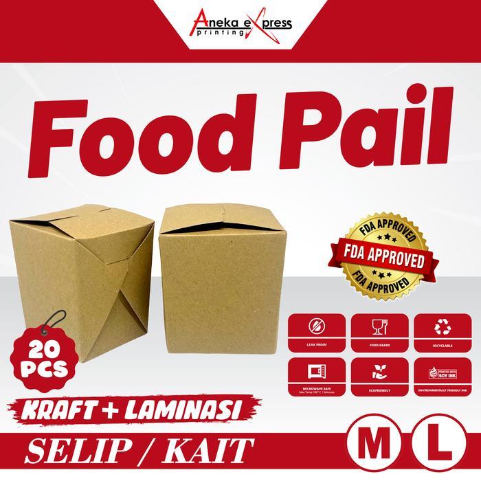 FOOD PAIL ISI 20 PCS UKURAN M DAN UKURAN L PAPER RICE BOX KRAFT PAPER FOOD GRADE LUNCH BOX RAMAH